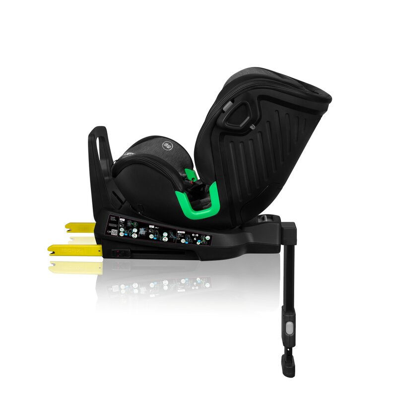 Scaun auto, Lionelo, Harmony i-Size, Rotire 360 grade, Protectie laterala, Cu spatar reglabil in 5 pozitii, Cu tetiera reglabila in 12 pozitii, 0-36 Kg, 40-150 cm, Cu Isofix, Husa din bambus, Conform cu ECE R129, Gri inchis