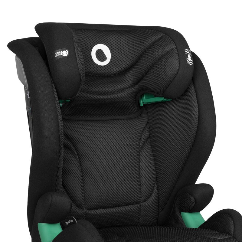 Scaun auto, Lionelo, i-Size Igo, 100- 150 cm, Cu isofix, Protectie laterala, Ajustare spatar in 2 pozitii, Tetiera Tri-Guard reglabila in 11 pozitii, Conform cu standardul european de securitate R129, Negru