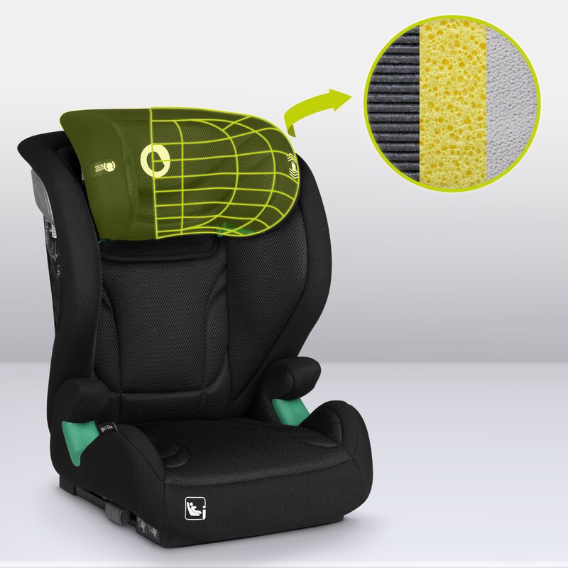 Scaun auto, Lionelo, i-Size Igo, 100- 150 cm, Cu isofix, Protectie laterala, Ajustare spatar in 2 pozitii, Tetiera Tri-Guard reglabila in 11 pozitii, Conform cu standardul european de securitate R129, Negru