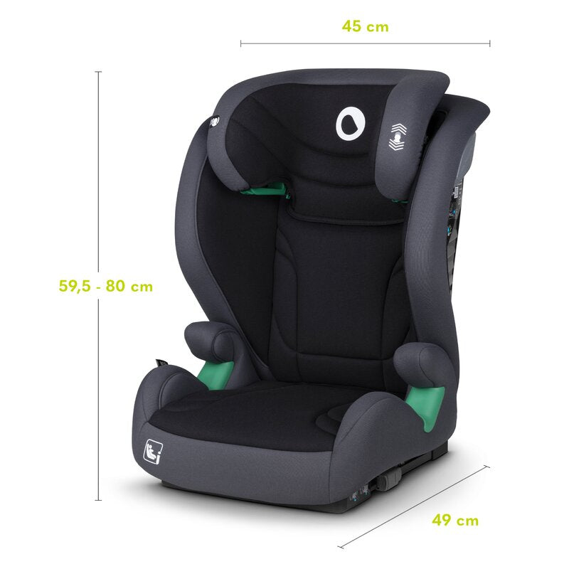 Scaun auto, Lionelo, i-Size Igo, 100- 150 cm, Cu isofix, Protectie laterala, Ajustare spatar in 2 pozitii, Tetiera Tri-Guard reglabila in 11 pozitii, Conform cu standardul european de securitate R129, Gri