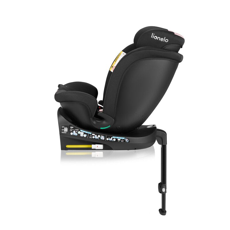 Scaun auto, Lionelo, i-Size Navy, 0-36 Kg, 40-150 cm, Cu isofix si picior de fixare, Protectie laterala, Rotire 360 grade, Ajustare spatar in 4 pozitii, Tetiera reglabila in 11 trepte, Conform cu R129, Negru/Roz