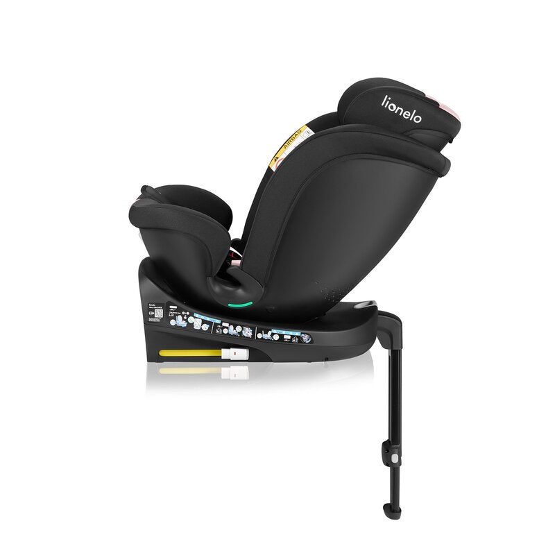 Scaun auto, Lionelo, i-Size Navy, 0-36 Kg, 40-150 cm, Cu isofix si picior de fixare, Protectie laterala, Rotire 360 grade, Ajustare spatar in 4 pozitii, Tetiera reglabila in 11 trepte, Conform cu R129, Negru/Roz