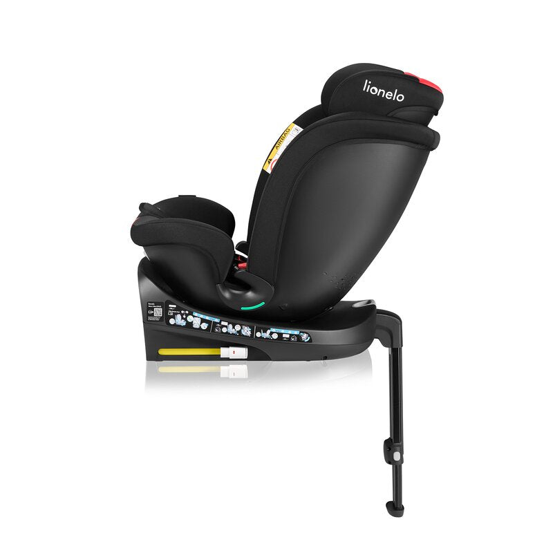 Scaun auto, Lionelo, i-Size Navy, 0-36 Kg, 40-150 cm, Cu isofix si picior de fixare, Protectie laterala, Rotire 360 grade, Ajustare spatar in 4 pozitii, Tetiera reglabila in 11 trepte, Conform cu R129, Negru/Rosu