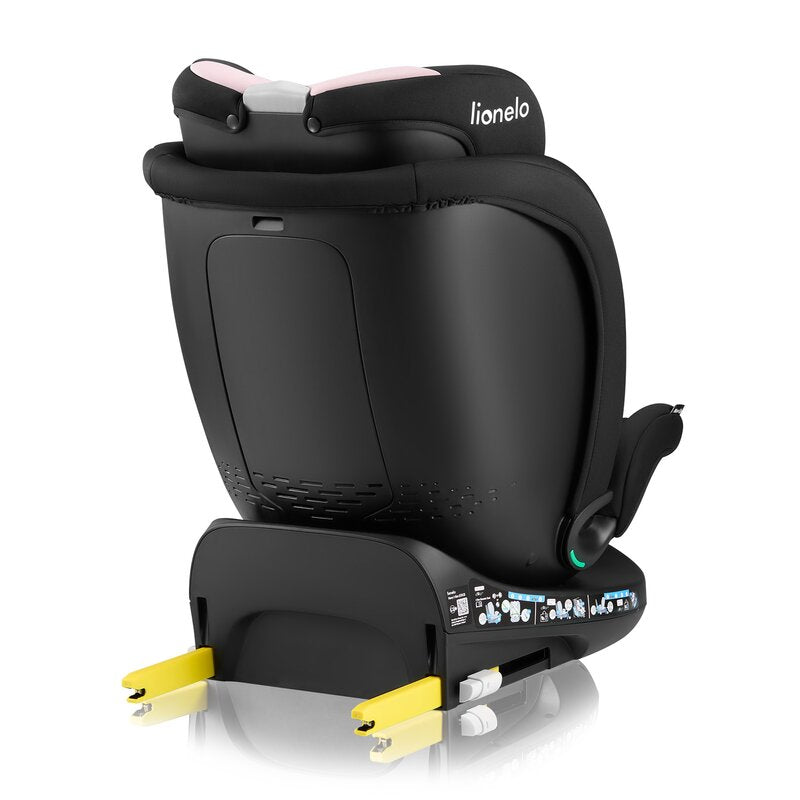 Scaun auto, Lionelo, i-Size Navy, 0-36 Kg, 40-150 cm, Cu isofix si picior de fixare, Protectie laterala, Rotire 360 grade, Ajustare spatar in 4 pozitii, Tetiera reglabila in 11 trepte, Conform cu R129, Negru/Roz
