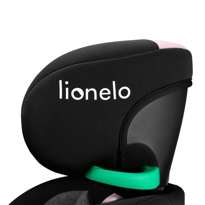 Scaun auto, Lionelo, i-Size Navy, 0-36 Kg, 40-150 cm, Cu isofix si picior de fixare, Protectie laterala, Rotire 360 grade, Ajustare spatar in 4 pozitii, Tetiera reglabila in 11 trepte, Conform cu R129, Negru/Roz