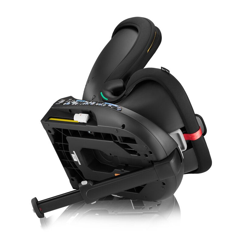 Scaun auto, Lionelo, i-Size Navy, 0-36 Kg, 40-150 cm, Cu isofix si picior de fixare, Protectie laterala, Rotire 360 grade, Ajustare spatar in 4 pozitii, Tetiera reglabila in 11 trepte, Conform cu R129, Negru/Rosu
