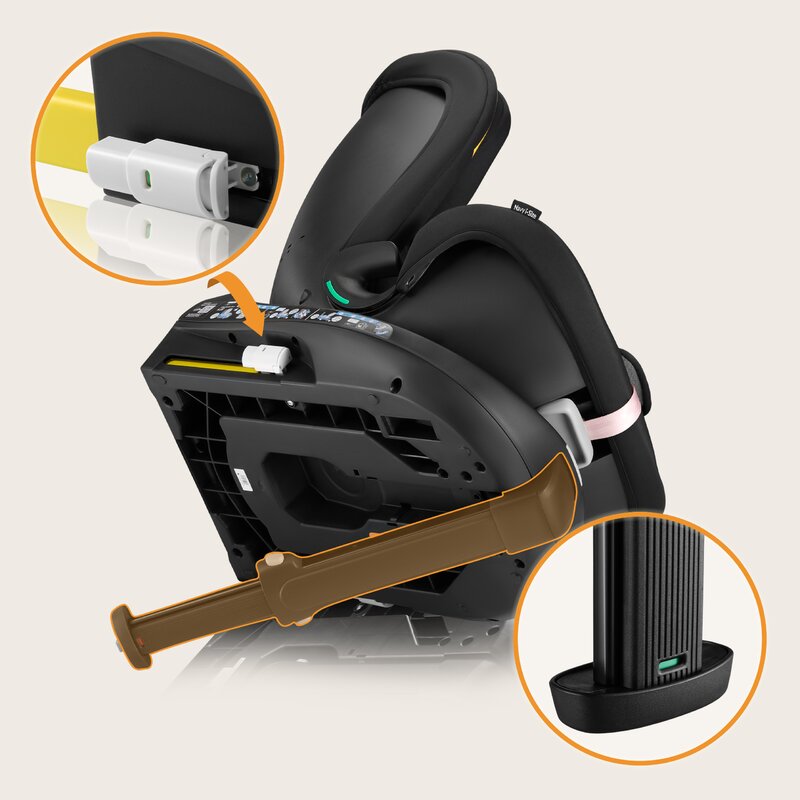Scaun auto, Lionelo, i-Size Navy, 0-36 Kg, 40-150 cm, Cu isofix si picior de fixare, Protectie laterala, Rotire 360 grade, Ajustare spatar in 4 pozitii, Tetiera reglabila in 11 trepte, Conform cu R129, Negru/Roz