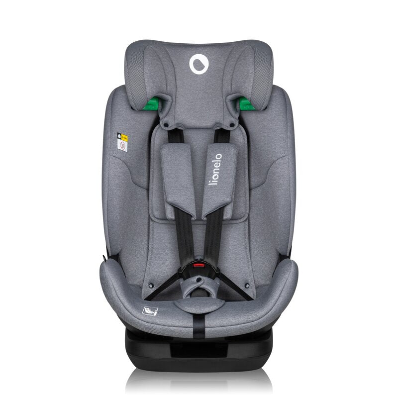 Scaun auto, Lionelo, Lavender I-size, Isofix, Cu centura TopTether, Cu spatar inclinabil in 5 pozitii, Cu tetiera reglabila in 13 pozitii, Instalare cu fata inainte, 9-36 Kg, 76-150 cm, Conform cu ECE R129, Gri