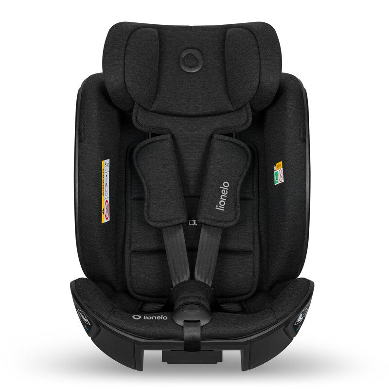 Scaun auto, Lionelo, Moxie Next, i-Size, 40-105 cm, Tetiera reglabila pe 8 trepte, Inclinare spatar in 5 pozitii, Carcasa ventilata, Din bambus, Protectie avansata, Husa detasabila, Conform cu R129, Negru