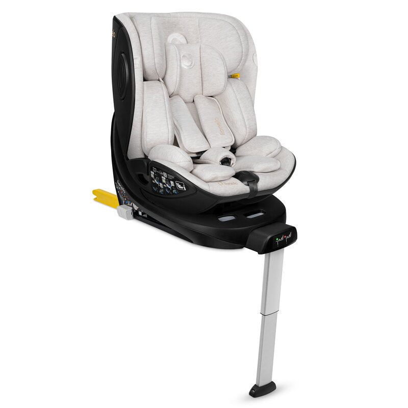Scaun auto, Lionelo, Moxie Next, i-Size, 40-105 cm, Tetiera reglabila pe 8 trepte, Inclinare spatar in 5 pozitii, Carcasa ventilata, Din bambus, Protectie avansata, Husa detasabila, Conform cu R129, Bej