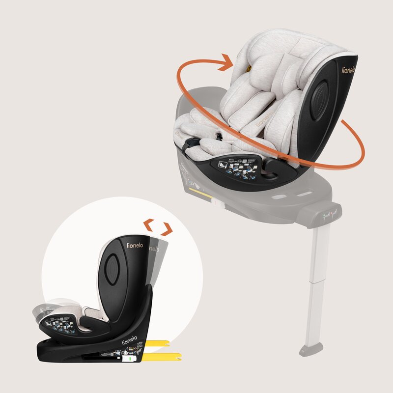 Scaun auto, Lionelo, Moxie Next, i-Size, 40-105 cm, Tetiera reglabila pe 8 trepte, Inclinare spatar in 5 pozitii, Carcasa ventilata, Din bambus, Protectie avansata, Husa detasabila, Conform cu R129, Bej