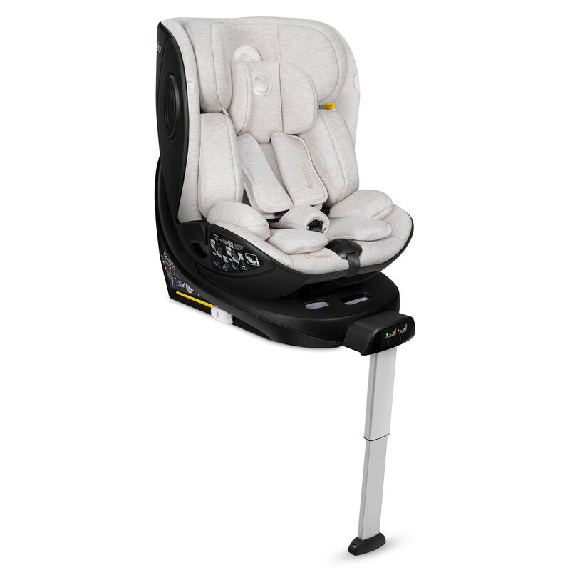 Scaun auto, Lionelo, Moxie Next, i-Size, 40-105 cm, Tetiera reglabila pe 8 trepte, Inclinare spatar in 5 pozitii, Carcasa ventilata, Din bambus, Protectie avansata, Husa detasabila, Conform cu R129, Bej