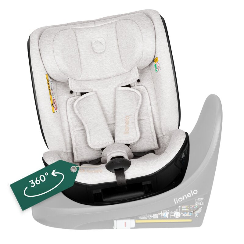 Scaun auto, Lionelo, Moxie Next, i-Size, 40-105 cm, Tetiera reglabila pe 8 trepte, Inclinare spatar in 5 pozitii, Carcasa ventilata, Din bambus, Protectie avansata, Husa detasabila, Conform cu R129, Bej