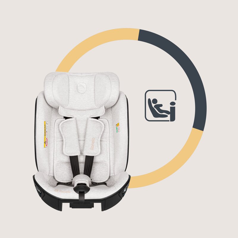 Scaun auto, Lionelo, Moxie Next, i-Size, 40-105 cm, Tetiera reglabila pe 8 trepte, Inclinare spatar in 5 pozitii, Carcasa ventilata, Din bambus, Protectie avansata, Husa detasabila, Conform cu R129, Bej
