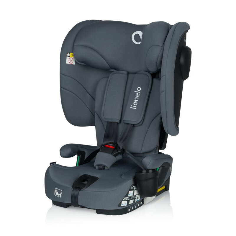 Scaun auto pliabil, Lionelo, Nelly, i-Size, 76- 150 cm, Tetiera reglabila in 15 pozitii, Spatar reglabil in 4 pozitii, Sisteme de fixare Isofix si Top Tether, Sezut lat si confortabil, Conform cu ECE R129, Gri