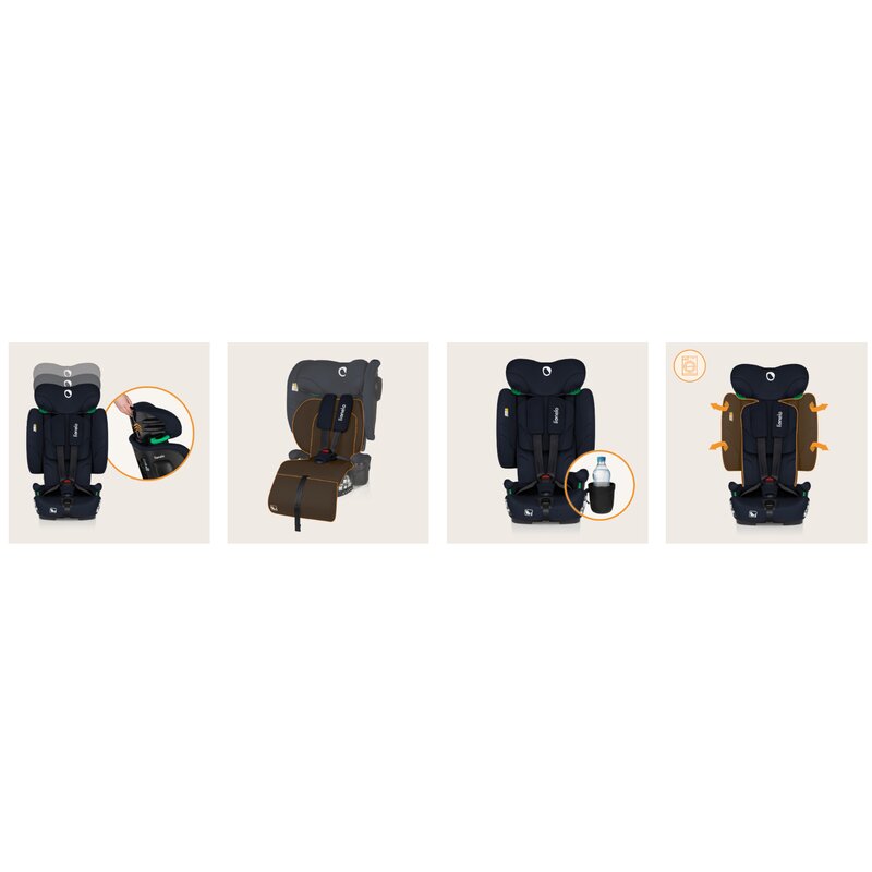 Scaun auto pliabil, Lionelo, Nelly, i-Size, 76- 150 cm, Tetiera reglabila in 15 pozitii, Spatar reglabil in 4 pozitii, Sisteme de fixare Isofix si Top Tether, Sezut lat si confortabil, Conform cu ECE R129, Albastru