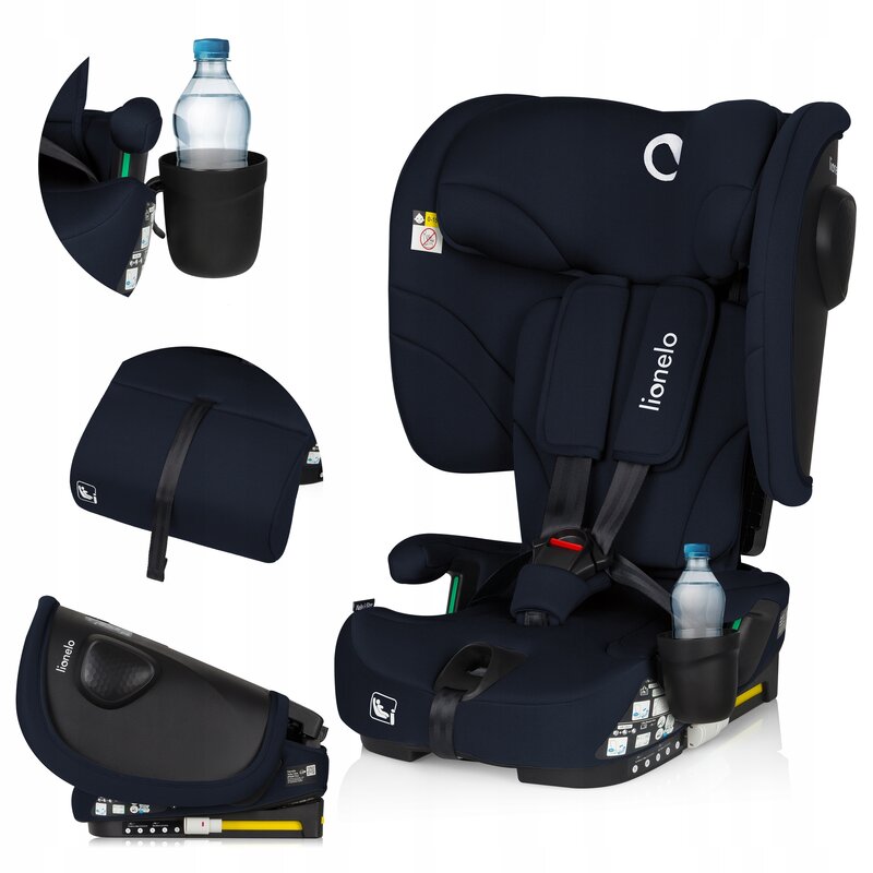 Scaun auto pliabil, Lionelo, Nelly, i-Size, 76- 150 cm, Tetiera reglabila in 15 pozitii, Spatar reglabil in 4 pozitii, Sisteme de fixare Isofix si Top Tether, Sezut lat si confortabil, Conform cu ECE R129, Albastru