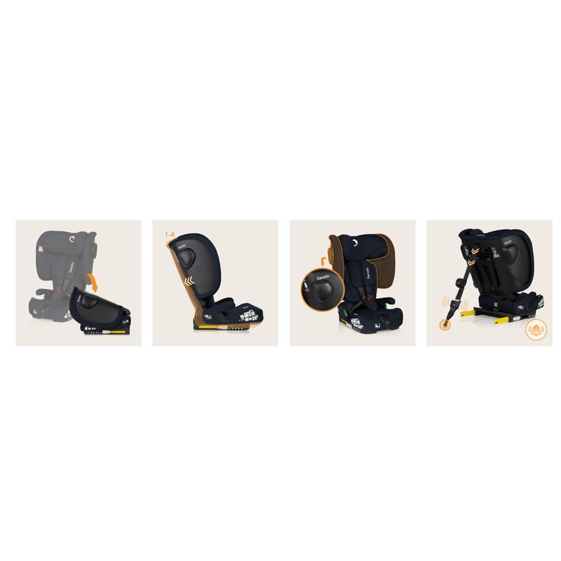 Scaun auto pliabil, Lionelo, Nelly, i-Size, 76- 150 cm, Tetiera reglabila in 15 pozitii, Spatar reglabil in 4 pozitii, Sisteme de fixare Isofix si Top Tether, Sezut lat si confortabil, Conform cu ECE R129, Albastru
