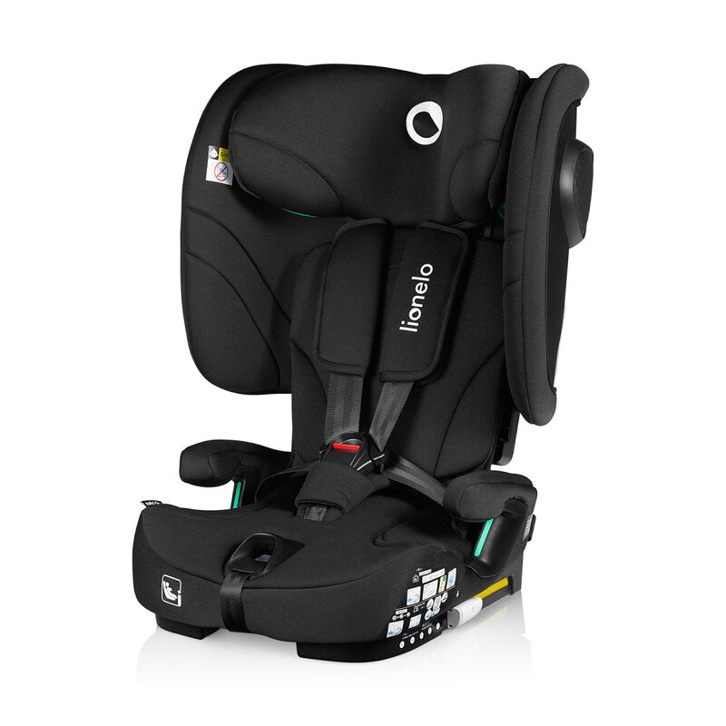 Scaun auto pliabil, Lionelo, Nelly, i-Size, 76- 150 cm, Tetiera reglabila in 15 pozitii, Spatar reglabil in 4 pozitii, Sisteme de fixare Isofix si Top Tether, Sezut lat si confortabil, Conform cu ECE R129, Negru