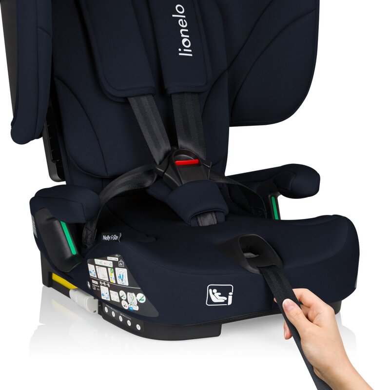 Scaun auto pliabil, Lionelo, Nelly, i-Size, 76- 150 cm, Tetiera reglabila in 15 pozitii, Spatar reglabil in 4 pozitii, Sisteme de fixare Isofix si Top Tether, Sezut lat si confortabil, Conform cu ECE R129, Albastru