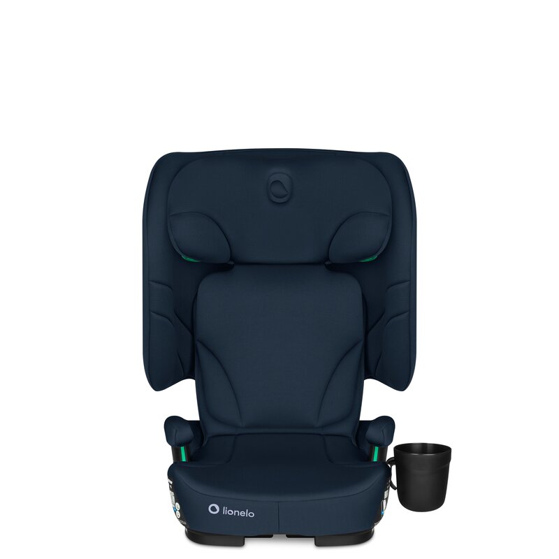 Scaun auto pliabil, Lionelo, Orin, i-Size, 100-150 cm, Tetiera reglabila in 14 pozitii, Spatar in 4 pozitii, Isofix+Top Tether, Sezut ergonomic, Husa transport, Suport sticla, Albastru