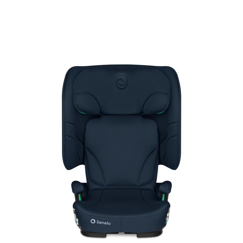 Scaun auto pliabil, Lionelo, Orin, i-Size, 100-150 cm, Tetiera reglabila in 14 pozitii, Spatar in 4 pozitii, Isofix+Top Tether, Sezut ergonomic, Husa transport, Suport sticla, Albastru
