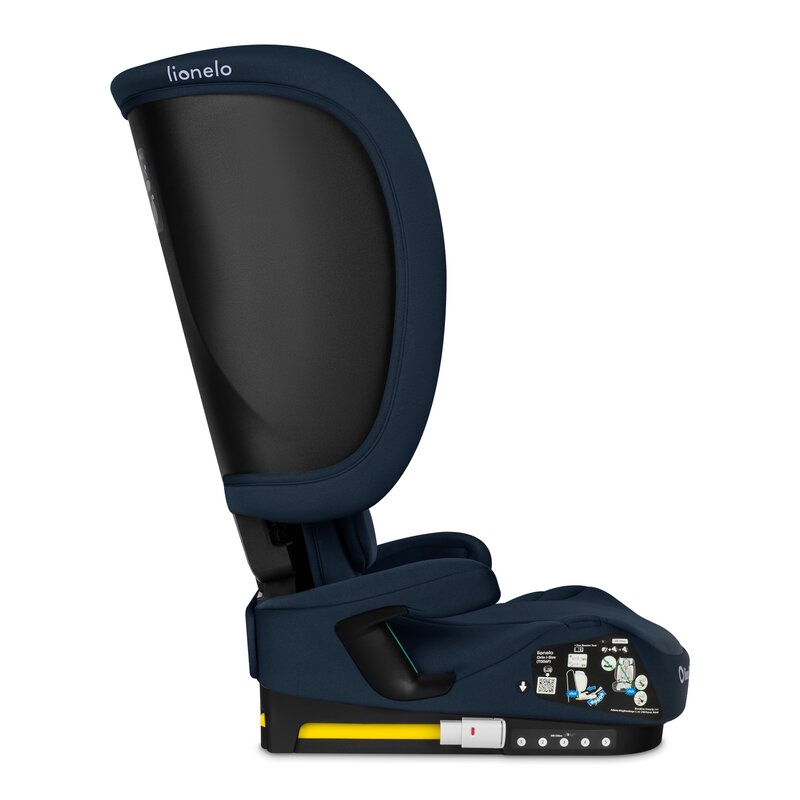 Scaun auto pliabil, Lionelo, Orin, i-Size, 100-150 cm, Tetiera reglabila in 14 pozitii, Spatar in 4 pozitii, Isofix+Top Tether, Sezut ergonomic, Husa transport, Suport sticla, Albastru