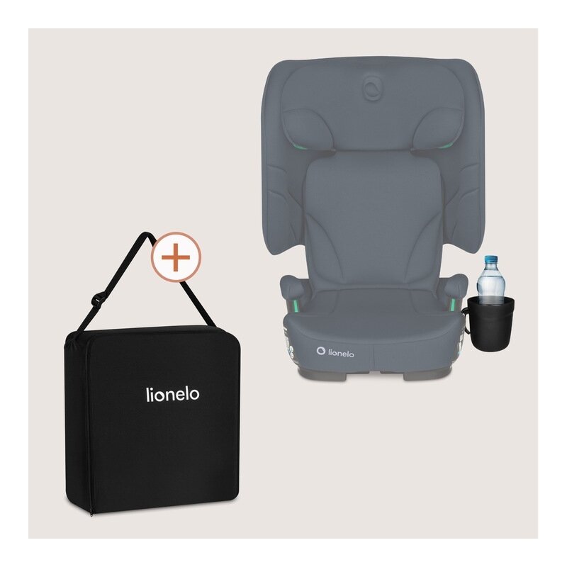Scaun auto pliabil, Lionelo, Orin, i-Size, 100-150 cm, Tetiera reglabila in 14 pozitii, Spatar in 4 pozitii, Isofix+Top Tether, Sezut ergonomic, Husa transport, Suport sticla, Albastru