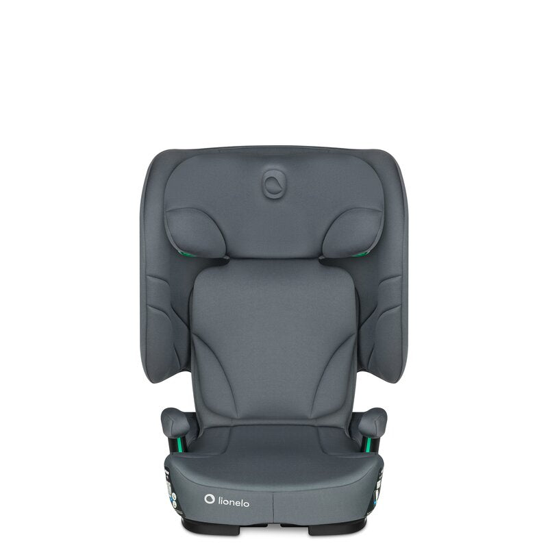Scaun auto pliabil, Lionelo, Orin, i-Size, 100-150 cm, Tetiera reglabila in 14 pozitii, Spatar in 4 pozitii, Isofix+Top Tether, Sezut ergonomic, Husa transport, Suport sticla, Gri Grafit