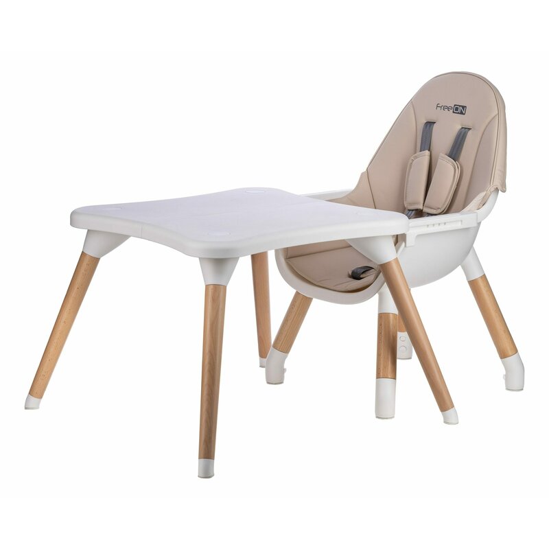 Scaun de masa, FreeON, Eos, 3 in 1, Multifunctional, Cu tavita reglabila si detasabila, Conform cu standardul european de securitate EN 14988:2017+A1:2020, Beige