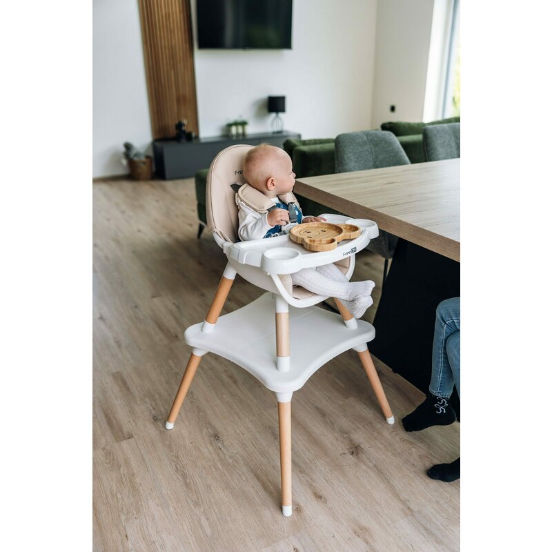 Scaun de masa, FreeON, Eos, 3 in 1, Multifunctional, Cu tavita reglabila si detasabila, Conform cu standardul european de securitate EN 14988:2017+A1:2020, Beige