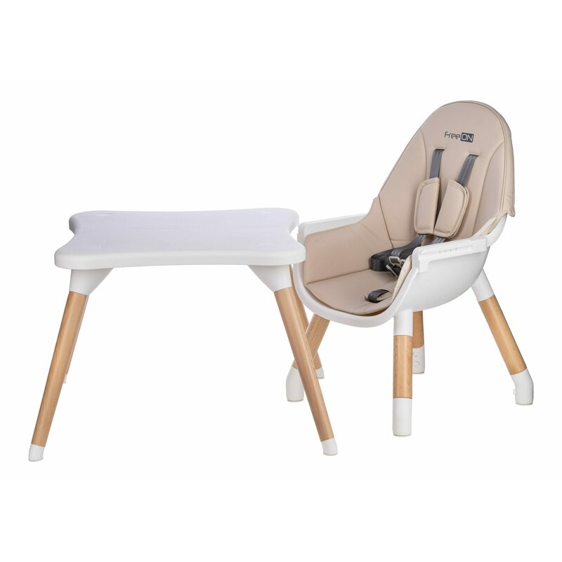 Scaun de masa, FreeON, Eos, 3 in 1, Multifunctional, Cu tavita reglabila si detasabila, Conform cu standardul european de securitate EN 14988:2017+A1:2020, Beige