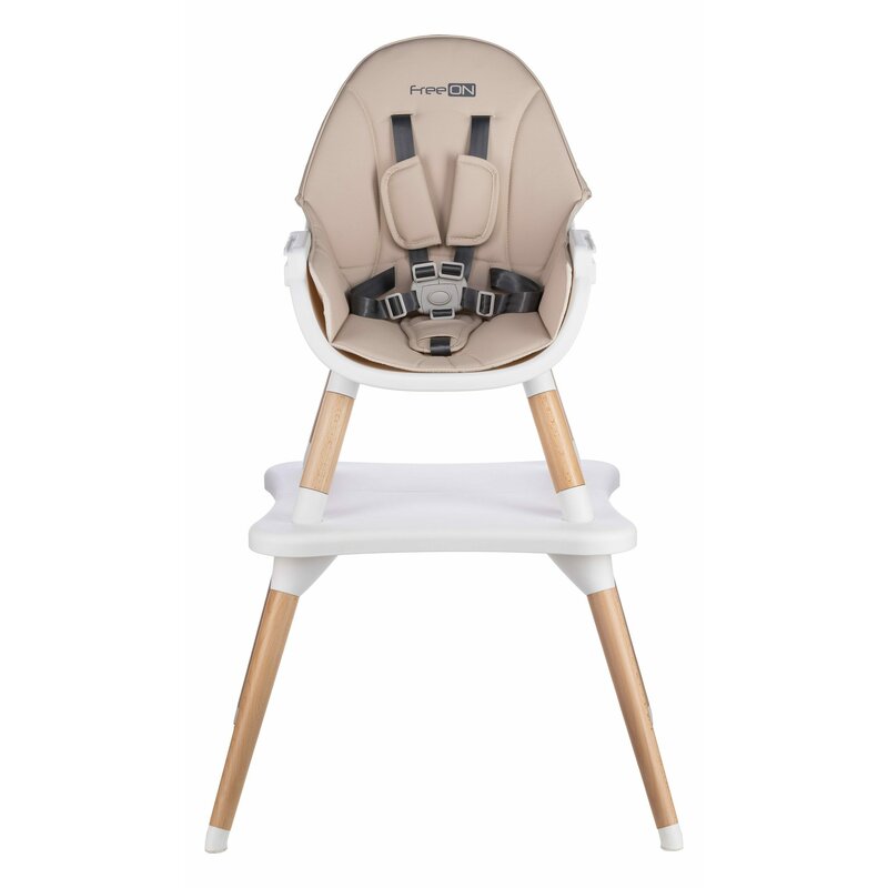 Scaun de masa, FreeON, Eos, 3 in 1, Multifunctional, Cu tavita reglabila si detasabila, Conform cu standardul european de securitate EN 14988:2017+A1:2020, Beige