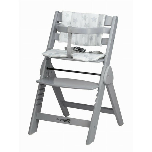 Scaun de masa, FreeON, Finny Fold, 6 luni - 15 Kg, Reglabil pe inaltime, Pernuta, Pliabil, Gray