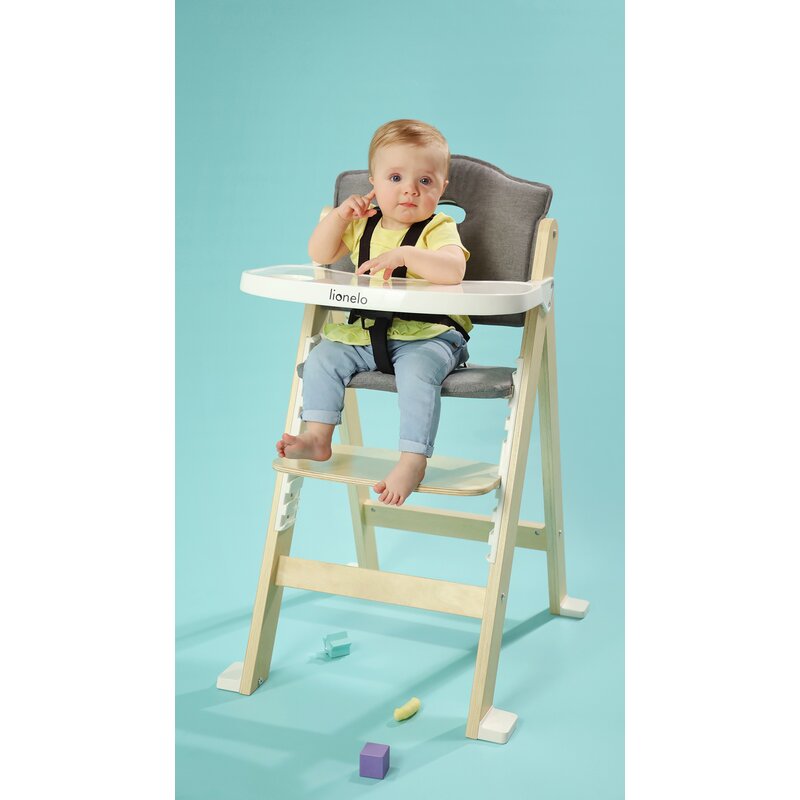 Scaun de masa, Lionelo, Floris, 3 in 1, Din Lemn, Transformabil, Reglabil pe inaltime in 4 pozitii, Suport picioare- 4 pozitii, 6 luni- 12 ani, Sustine 40 kg, Bej