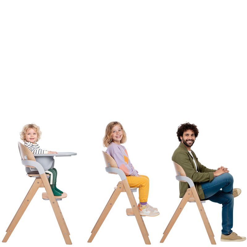 Scaun de masa multifunctional pliabil, Jane, Forest, De la 6 luni la adult, Din lemn fag, Greutate maxima 100 Kg, Mist