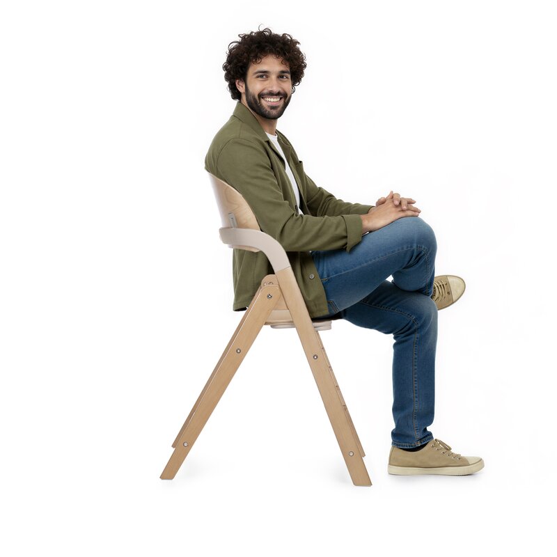 Scaun de masa multifunctional pliabil, Jane, Forest, De la 6 luni la adult, Din lemn fag, Greutate maxima 100 Kg, Sage