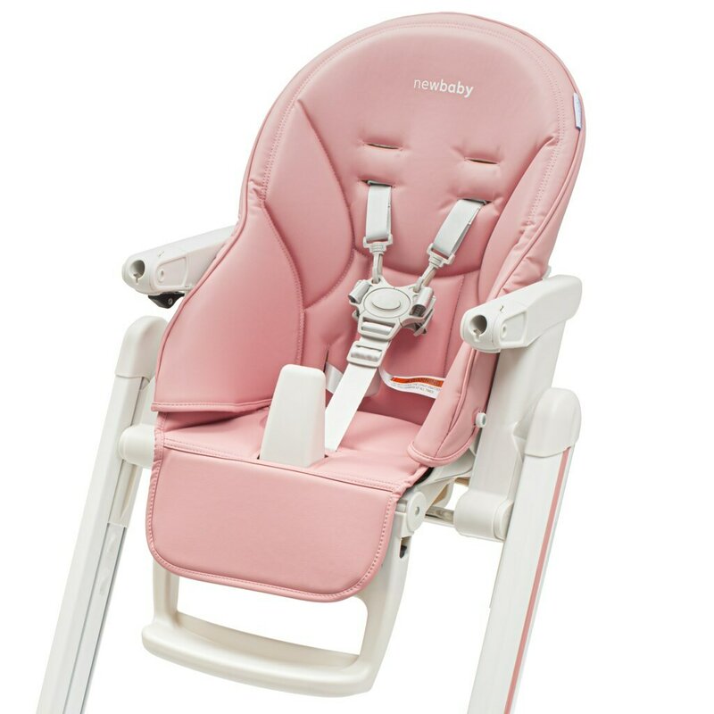 Scaun de masa, New Baby, Muka, Pliabil, Pana la 15 kg, Reglabil pe inaltime in 5 trepte, Reglare suport pentru picioare in 3 trepte, 6-36 luni, Dusty Pink