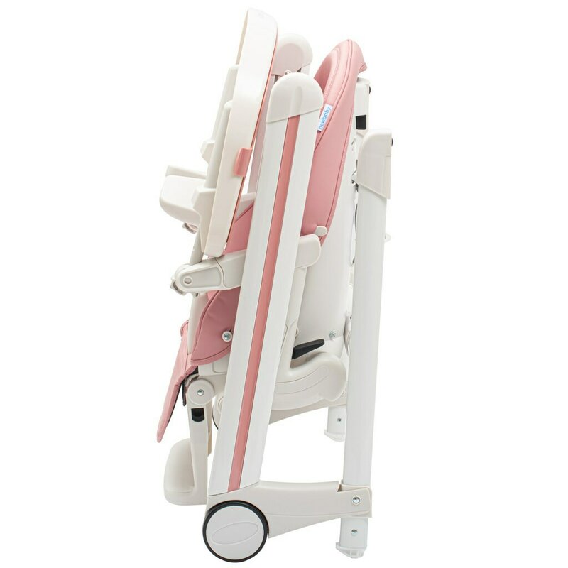 Scaun de masa, New Baby, Muka, Pliabil, Pana la 15 kg, Reglabil pe inaltime in 5 trepte, Reglare suport pentru picioare in 3 trepte, 6-36 luni, Dusty Pink