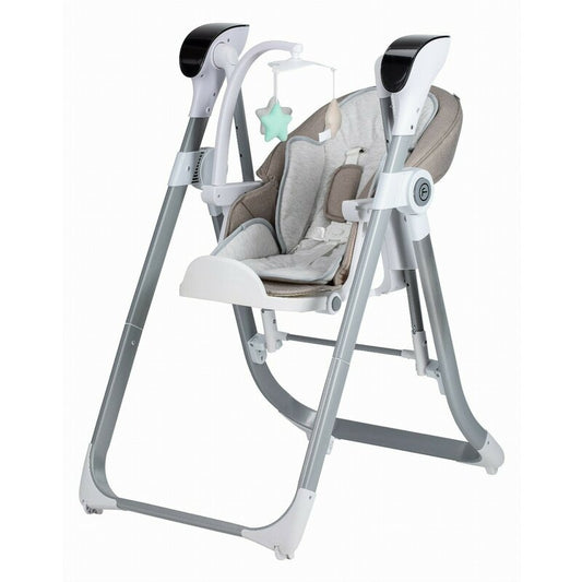 Scaun de masa si balansoar, FreeON, Oli Deluxe, 2 in 1, Transformabil, Multifunctional, Cu melodii de leagan, 0 luni+, Beige