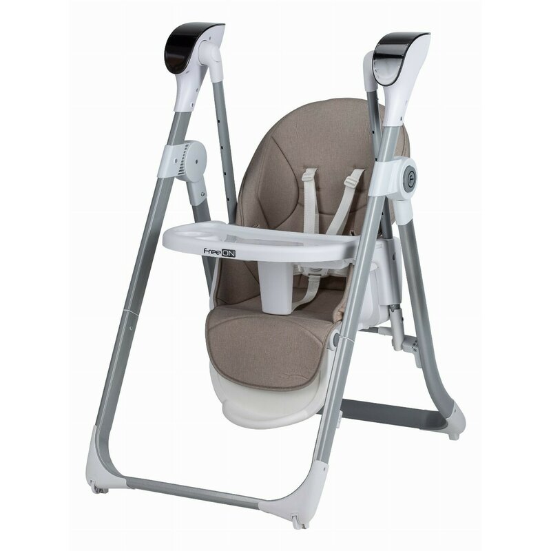 Scaun de masa si balansoar, FreeON, Oli Deluxe, 2 in 1, Transformabil, Multifunctional, Cu melodii de leagan, 0 luni+, Beige