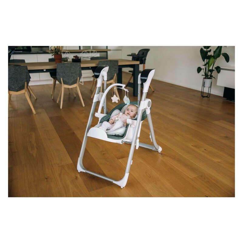 Scaun de masa si balansoar, FreeON, Oli Deluxe, 2 in 1, Transformabil, Multifunctional, Cu melodii de leagan, 0 luni+, Pistachio