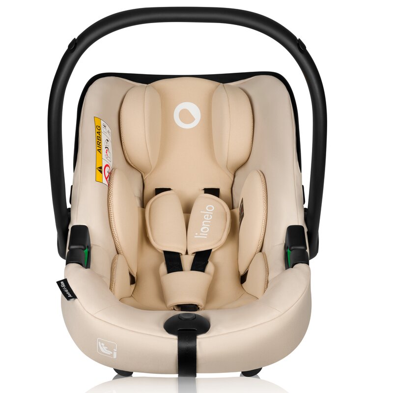 Scoica auto, Lionelo, i-Size Astrid, 0-13 Kg, 40-87 cm, Cu maner si capotina reglabile, Cu protectie laterala avansata, Salteluta confortabila, Testat ADAC, Conform cu standardul european de securitate R129, Bej