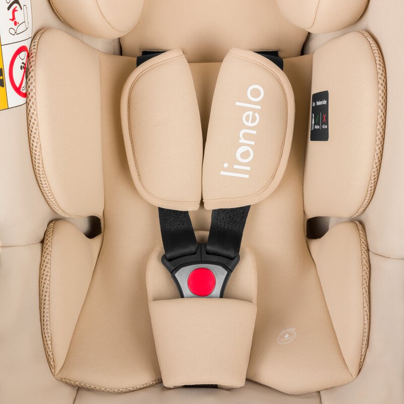 Scoica auto, Lionelo, i-Size Astrid, 0-13 Kg, 40-87 cm, Cu maner si capotina reglabile, Cu protectie laterala avansata, Salteluta confortabila, Testat ADAC, Conform cu standardul european de securitate R129, Bej