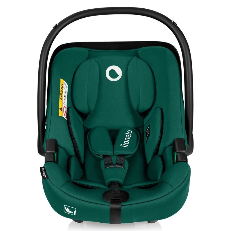 Scoica auto, Lionelo, i-Size Astrid, 0-13 Kg, 40-87 cm, Cu maner si capotina reglabile, Cu protectie laterala avansata, Salteluta confortabila, Testat ADAC, Conform cu standardul european de securitate R129, Verde