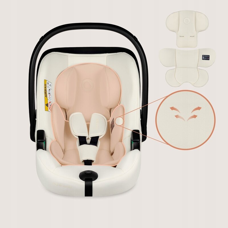 Scoica auto, Lionelo, i-Size Astrid, 0-13 Kg, 40-87 cm, Cu maner si capotina reglabile, Cu protectie laterala avansata, Salteluta confortabila, Testat ADAC, Conform cu standardul european de securitate R129, Crem