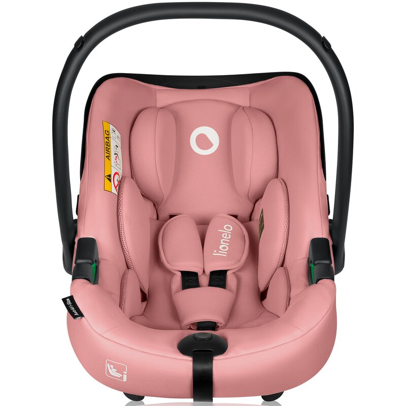 Scoica auto, Lionelo, i-Size Astrid, 0-13 Kg, 40-87 cm, Cu maner si capotina reglabile, Cu protectie laterala avansata, Salteluta confortabila, Testat ADAC, Conform cu standardul european de securitate R129, Roz