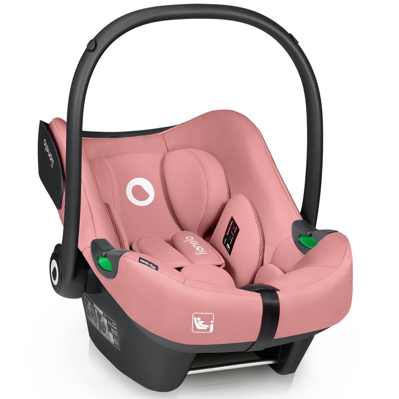 Scoica auto, Lionelo, i-Size Astrid, 0-13 Kg, 40-87 cm, Cu maner si capotina reglabile, Cu protectie laterala avansata, Salteluta confortabila, Testat ADAC, Conform cu standardul european de securitate R129, Roz