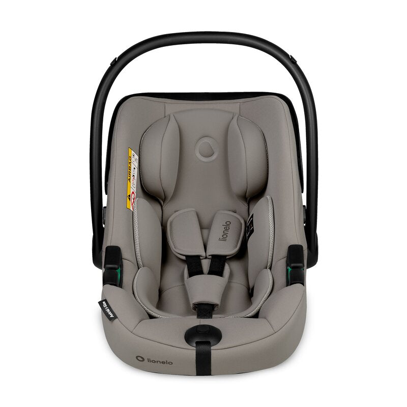 Scoica auto, Lionelo, i-Size Astrid, 0-13 Kg, 40-87 cm, Cu maner si capotina reglabile, Cu protectie laterala avansata, Salteluta confortabila, Testat ADAC, Conform cu standardul european de securitate R129, Taupe