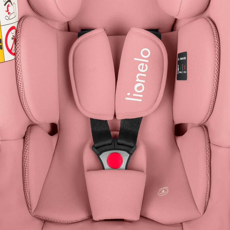 Scoica auto, Lionelo, i-Size Astrid, 0-13 Kg, 40-87 cm, Cu maner si capotina reglabile, Cu protectie laterala avansata, Salteluta confortabila, Testat ADAC, Conform cu standardul european de securitate R129, Roz